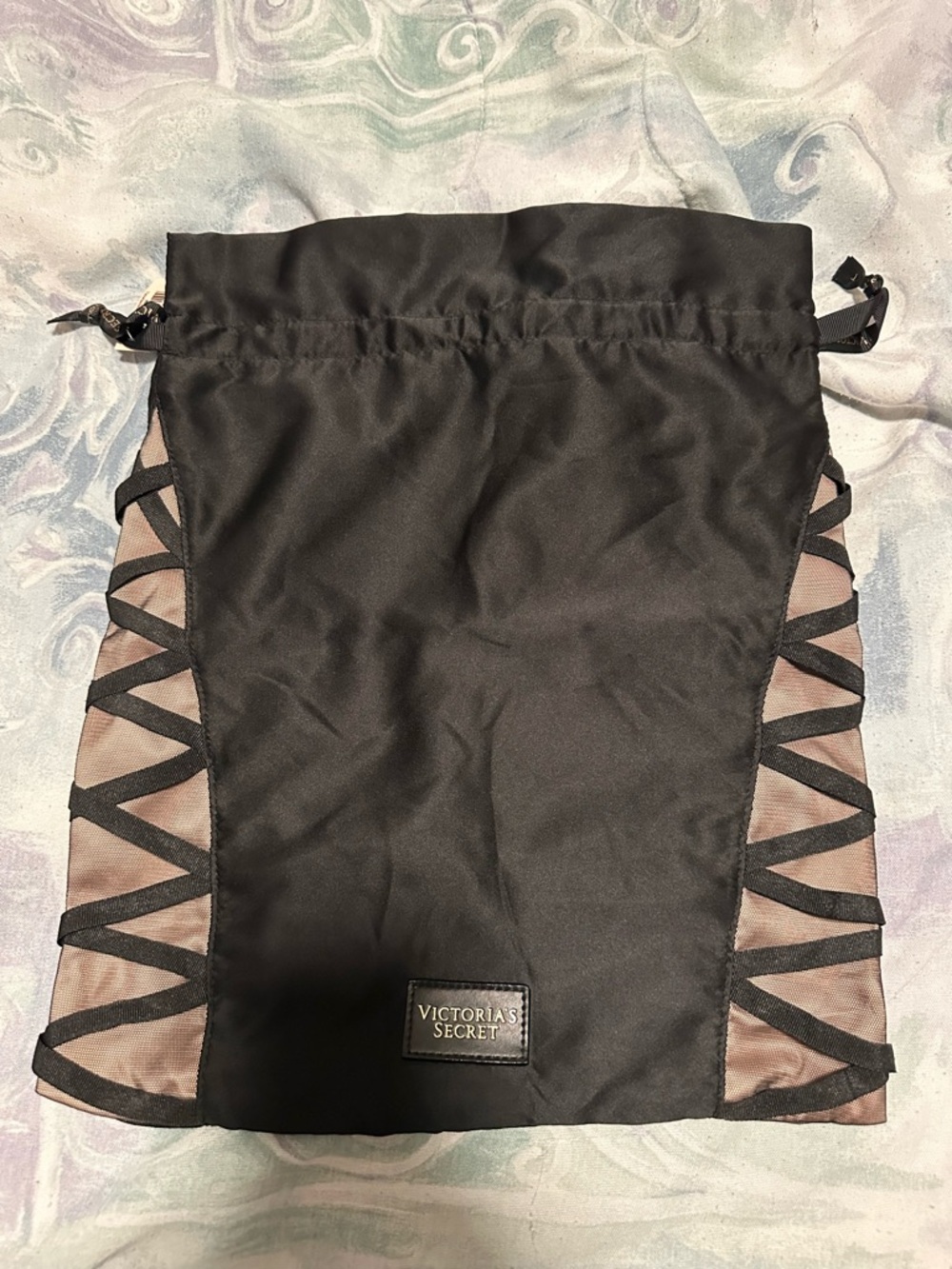 NWT Victoria's Secret Black Satin Drawstring Pouch
